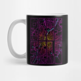 Brussels, Belgium City Map Typography - Neon Mug